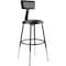 National Public Seating Stool w/Back, Steel, Vinyl, Black, 14" dia. 6418HB-10 - alternate 1